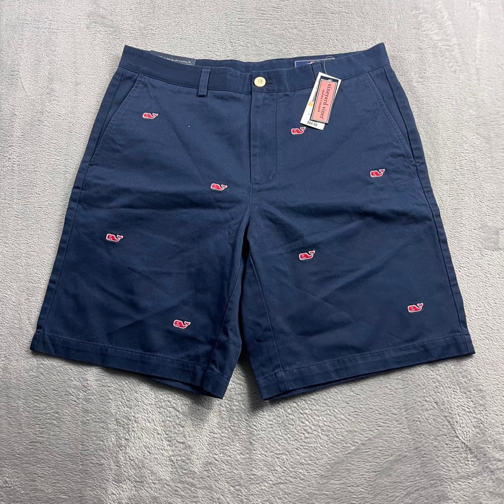 Vineyard Vines Mens 33 9 Inch Breaker Shorts Blue Blazer Whale Embroidered NWT